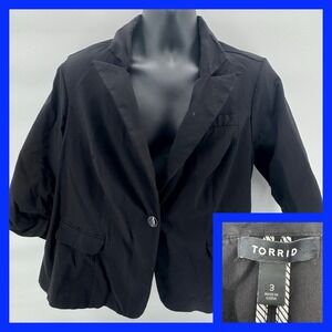 Torrid‎ Black 3/4 Sleeve Blazer Jacket Women's Size 3